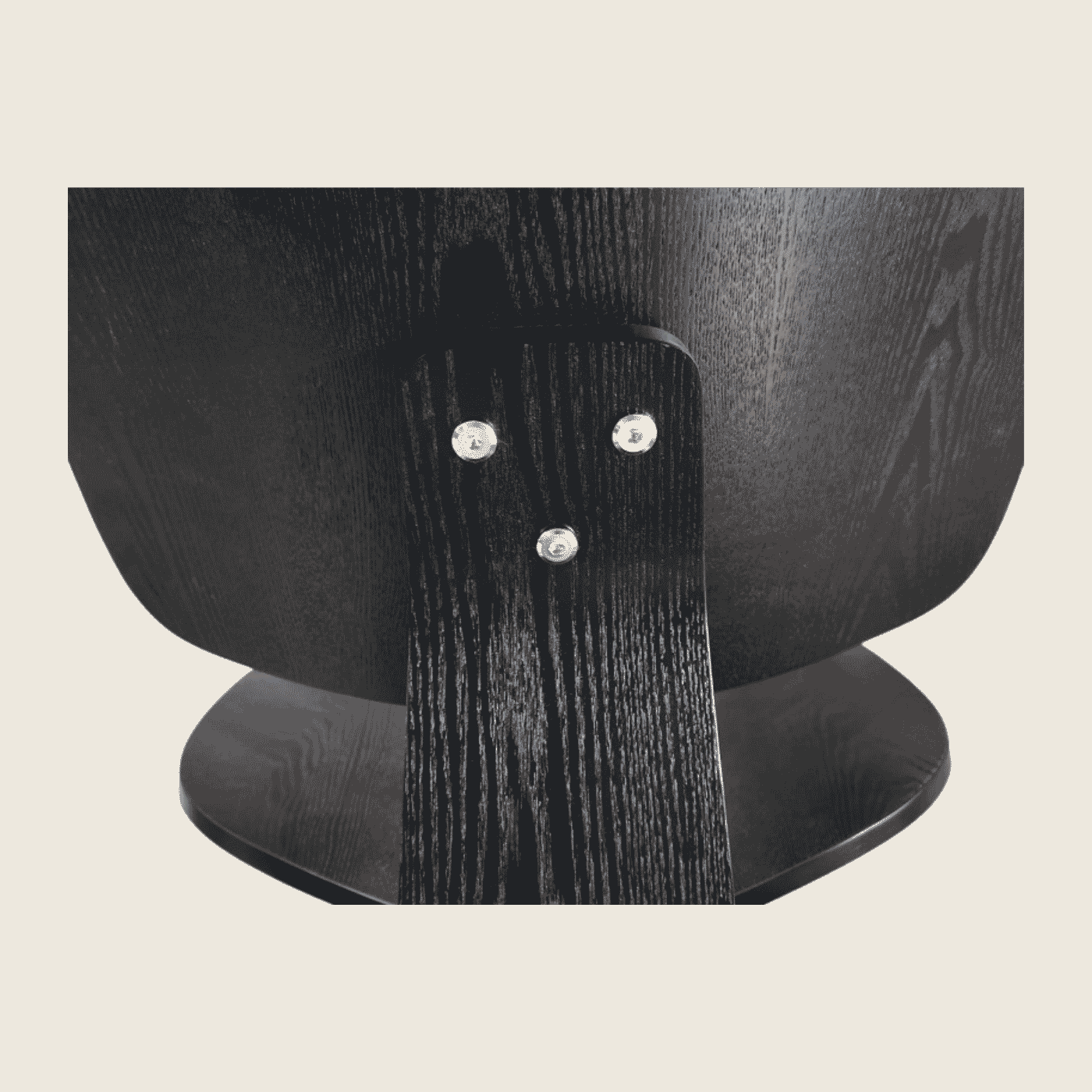 Eames Style LCW Plywood Blackwood Chair, close-up detail of the upholstery and frame