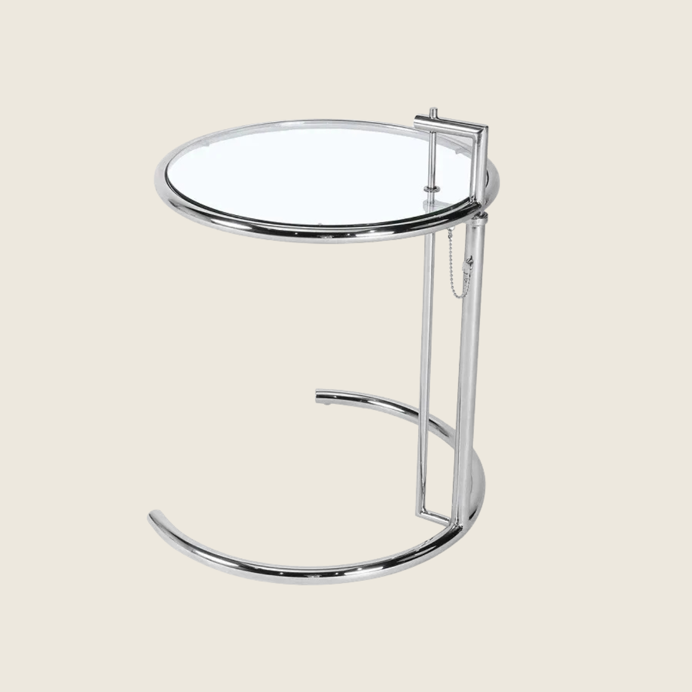 Eileen Gray Inspired Art Deco Chrome Glass Side Table