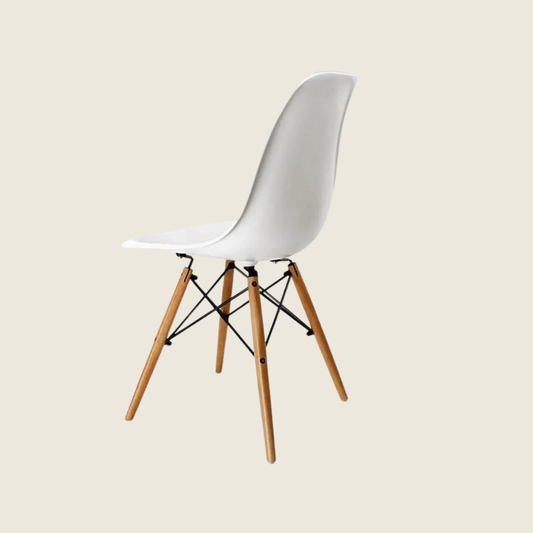 WHITE — Eames DSW Style Dining Chairs, side profile view