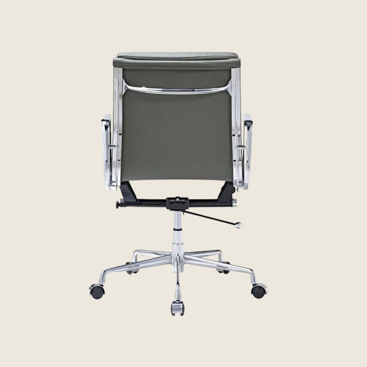 GREY — EA217 Soft Pad Leather Office Chair, rear three-quarter view
