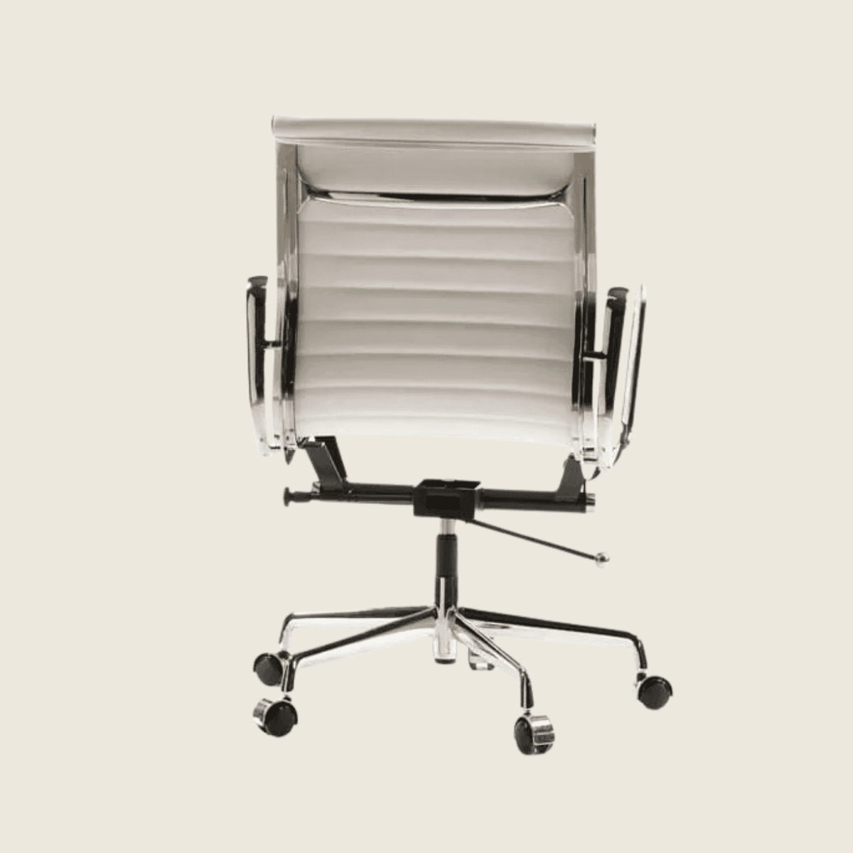 WHITE — EA117 Low Back Thin Pad Ribbed Office Chair, close-up detail of the ribbed upholstery