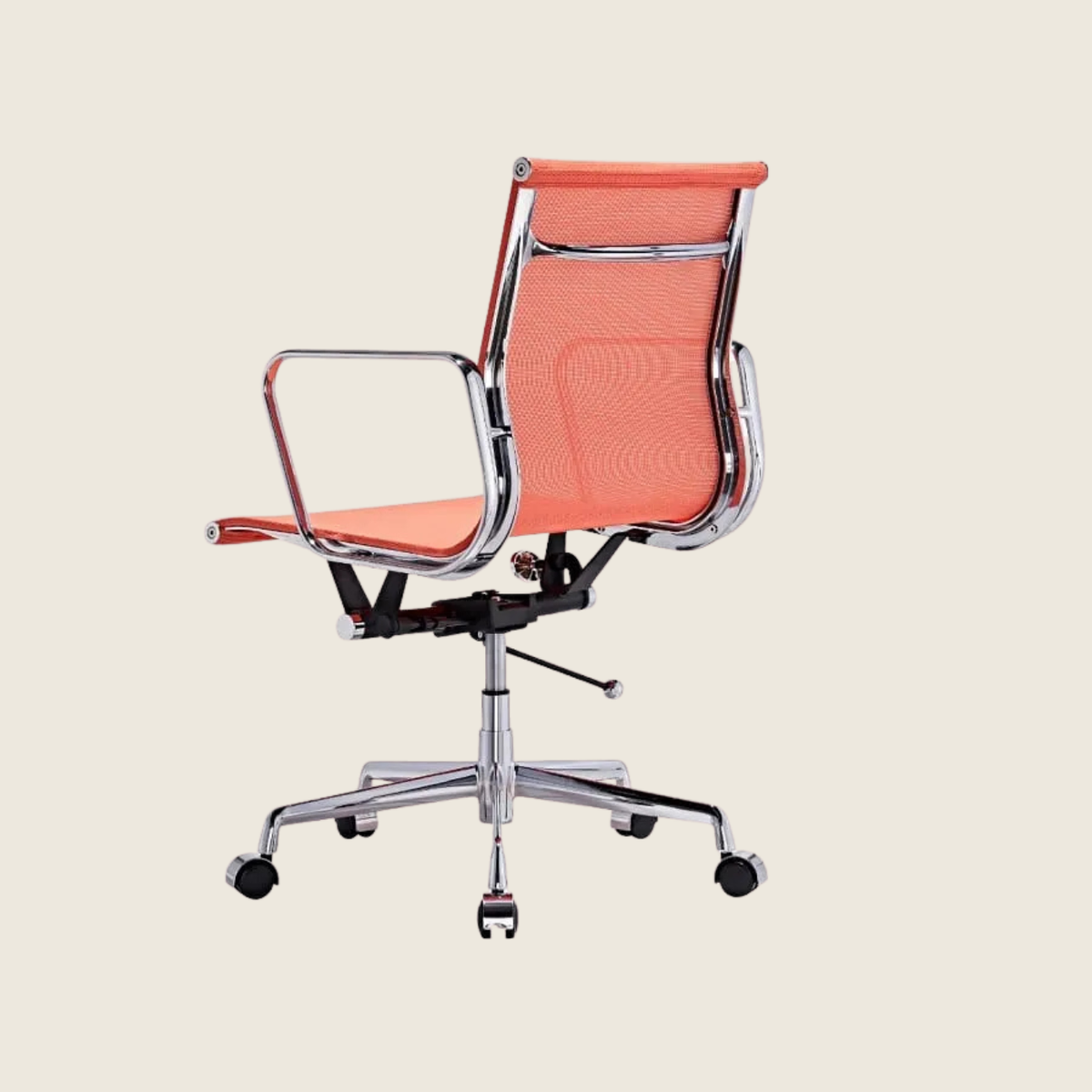 Orange — EA117 Low Back Mesh Office Chair, rear three-quarter view