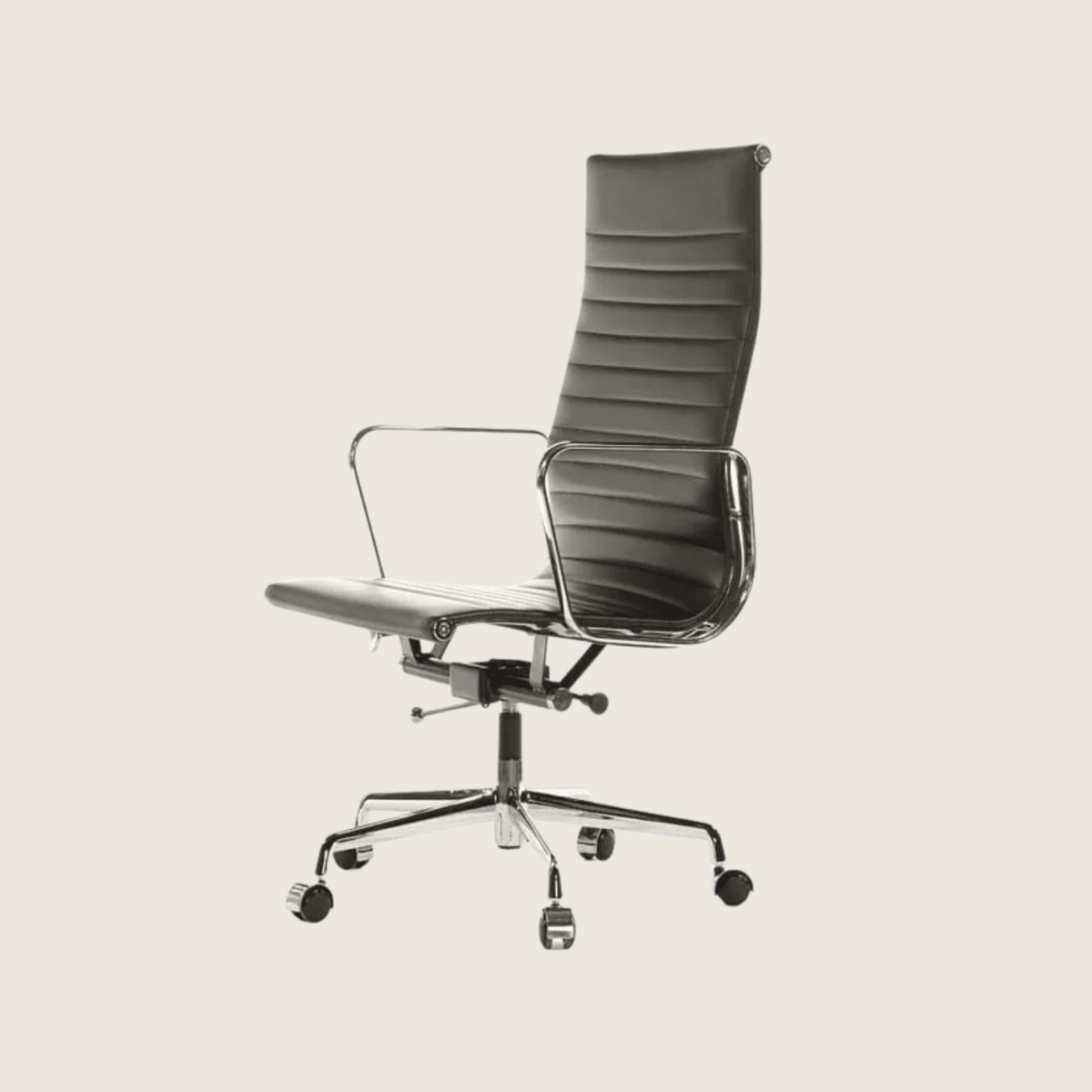 BLACK — EA119 Thin Pad High Back Leather Executive Chair, rear three-quarter view