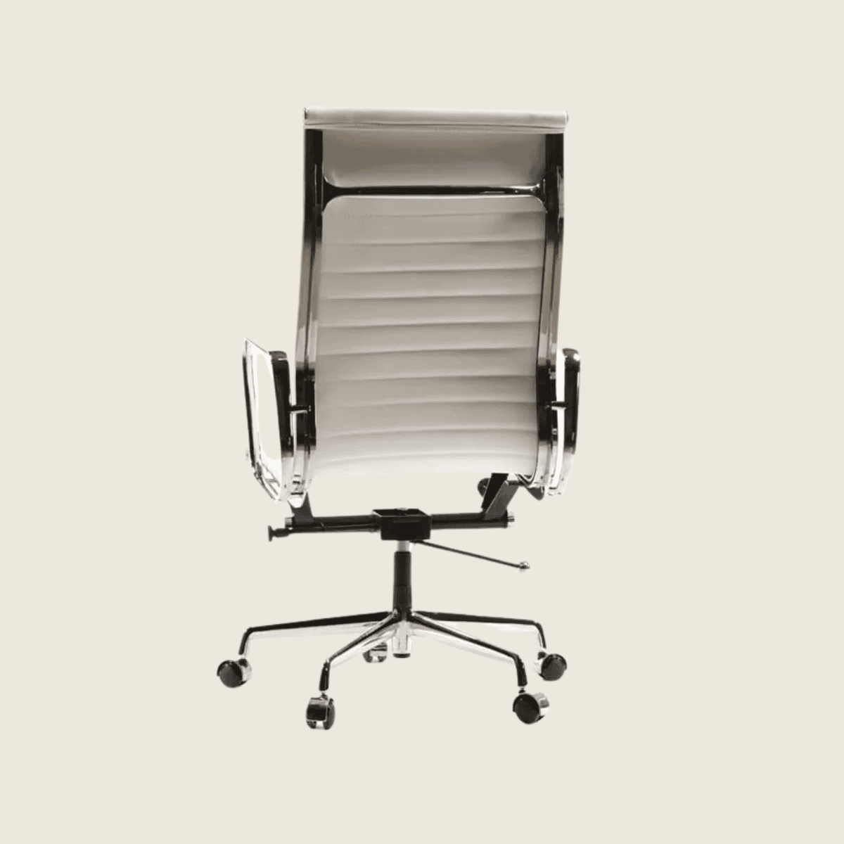 IVORY WHITE — EA119 Thin Pad High Back Leather Executive Chair, rear three-quarter view