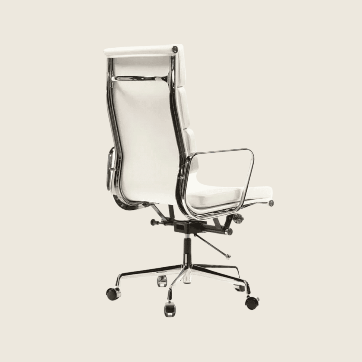 WHITE — EA219 Soft Pad Leather Executive Chair, close-up detail of the upholstery and frame