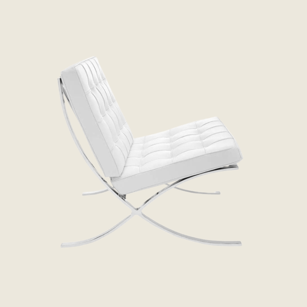 White — Barcelona Style Lounge Chair, rear three-quarter view