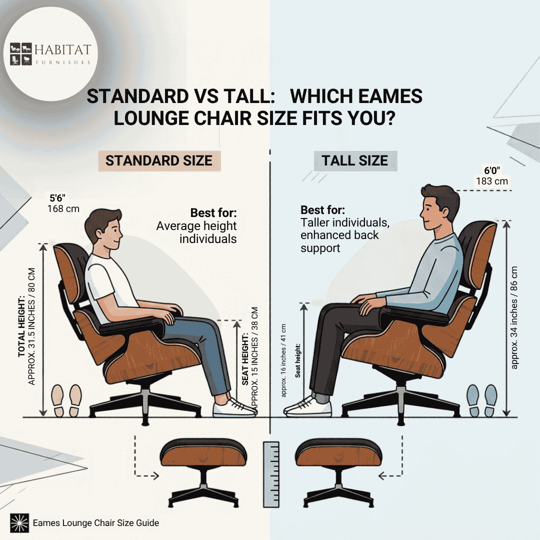 Standard vs Tall Eames Chair Size Guide | Habitat Furnishes