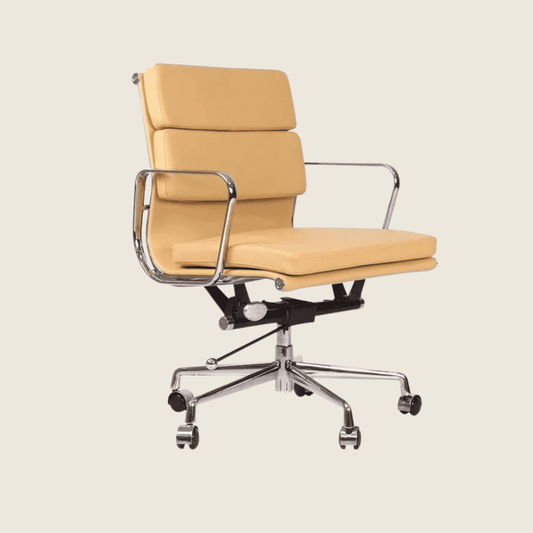 BEIGE — EA217 Soft Pad Leather Office Chair, front three-quarter view