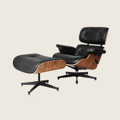 Charles Eames Style Rosewood Lounge Chair & Ottoman – Black