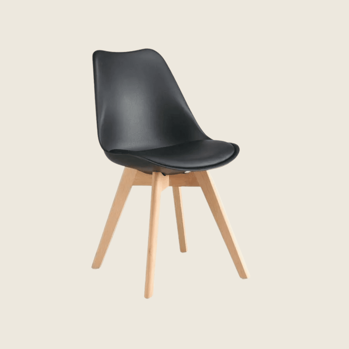 BLACK — Tulip Dining Chair Set of 2, front three-quarter view