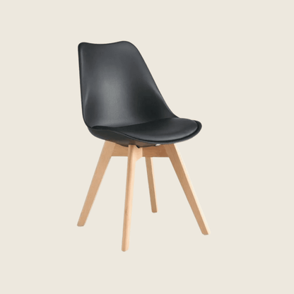 BLACK — Tulip Dining Chair Set of 2, front three-quarter view