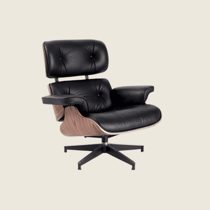 Charles Eames Inspired Rosewood Lounge Chair – Black Leather