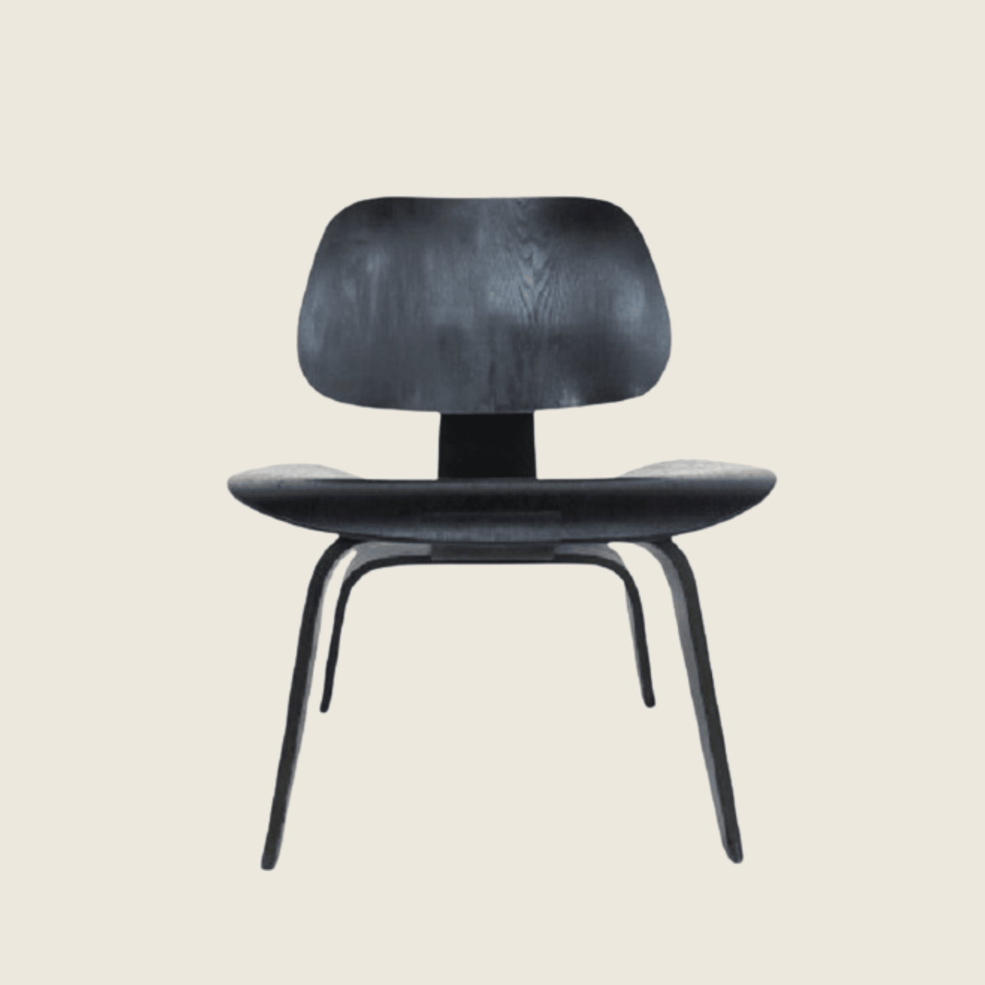 Eames Style LCW Plywood Blackwood Chair, front three-quarter view