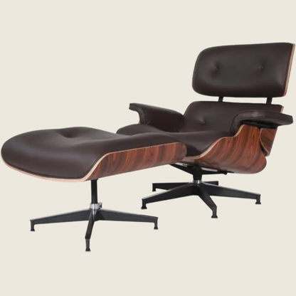 Classic Eames Rose Wood Lounge Chair & Ottoman – Brown