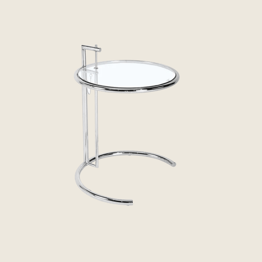Eileen Gray Inspired Art Deco Chrome Glass Side Table