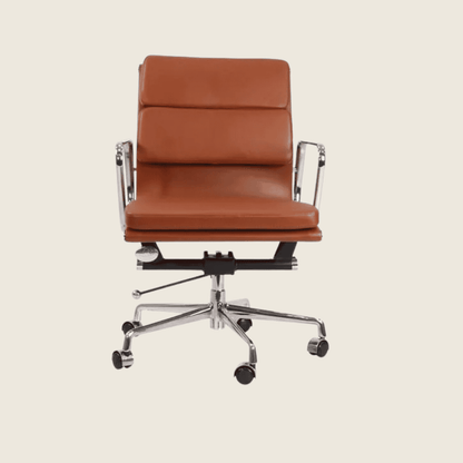 BROWN — EA217 Soft Pad Leather Office Chair, side profile view