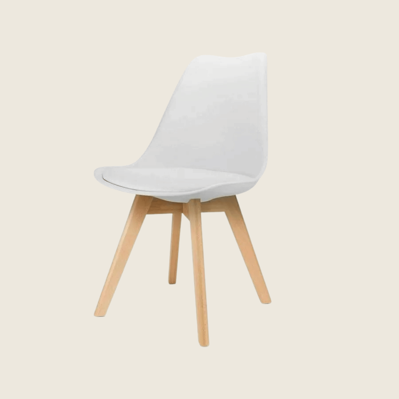 WHITE — Tulip Dining Chair Set of 2, front three-quarter view
