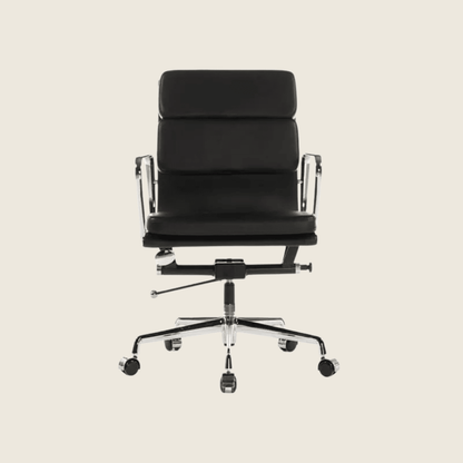 BLACK — EA217 Soft Pad Leather Office Chair, side profile view