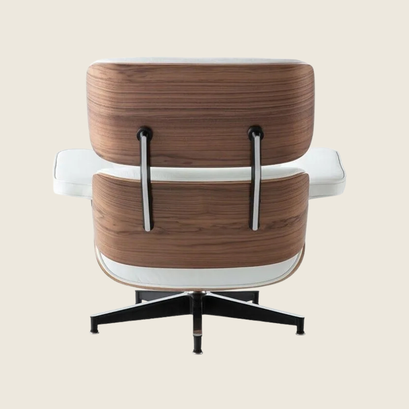 Eames Inspired Walnut Lounge Chair & Ottoman – White Leather