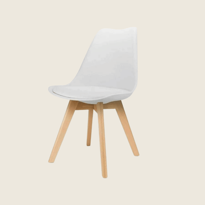 WHITE — Tulip Dining Chair Set of 2, front three-quarter view
