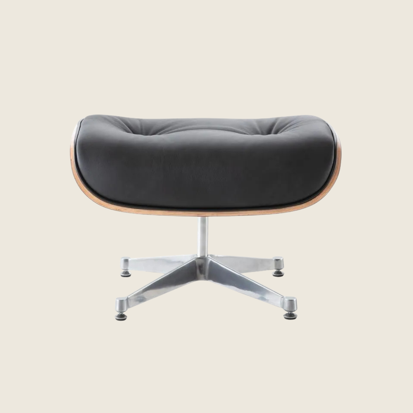 Classic Eames Walnut Lounge Chair & Ottoman – Black Chrome