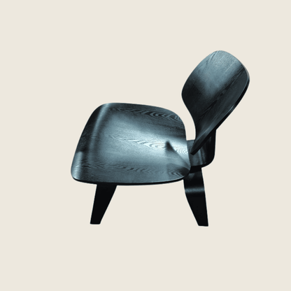Eames Style LCW Plywood Blackwood Chair, rear three-quarter view