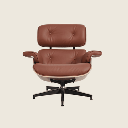 TAN BROWN / Black — Rosewood Lounge Chair & Ottoman, three-quarter angled view of the ottoman