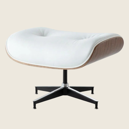 Eames Inspired Walnut Lounge Chair & Ottoman – White Leather