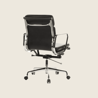 BLACK — EA217 Soft Pad Leather Office Chair, rear three-quarter view