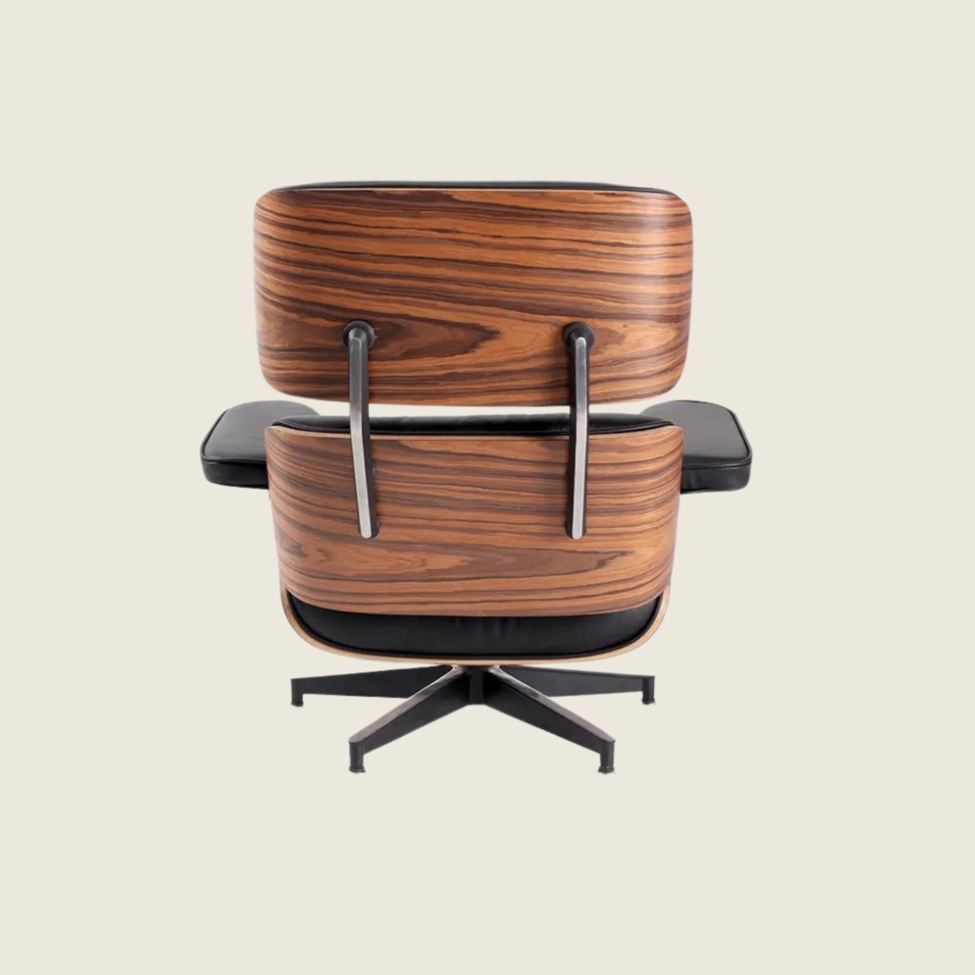 Charles Eames Inspired Rosewood Lounge Chair – Black Leather