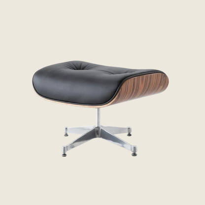Eames Inspired  Light Rose Wood Lounge Chair & Ottoman – Black & Chrome Base