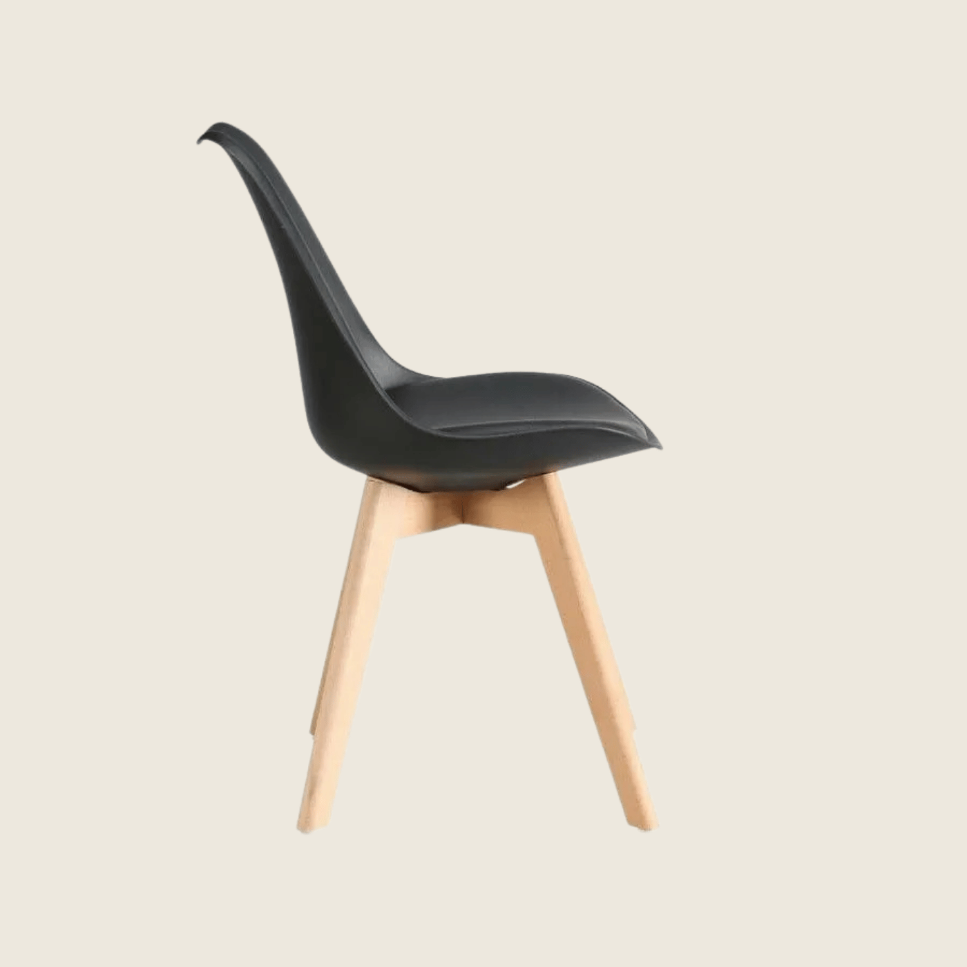 BLACK — Tulip Dining Chair Set of 2, rear three-quarter view