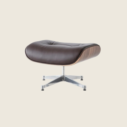 Eames Style WalnutWood Lounge Chair & Ottoman – Brown & Chrome Base
