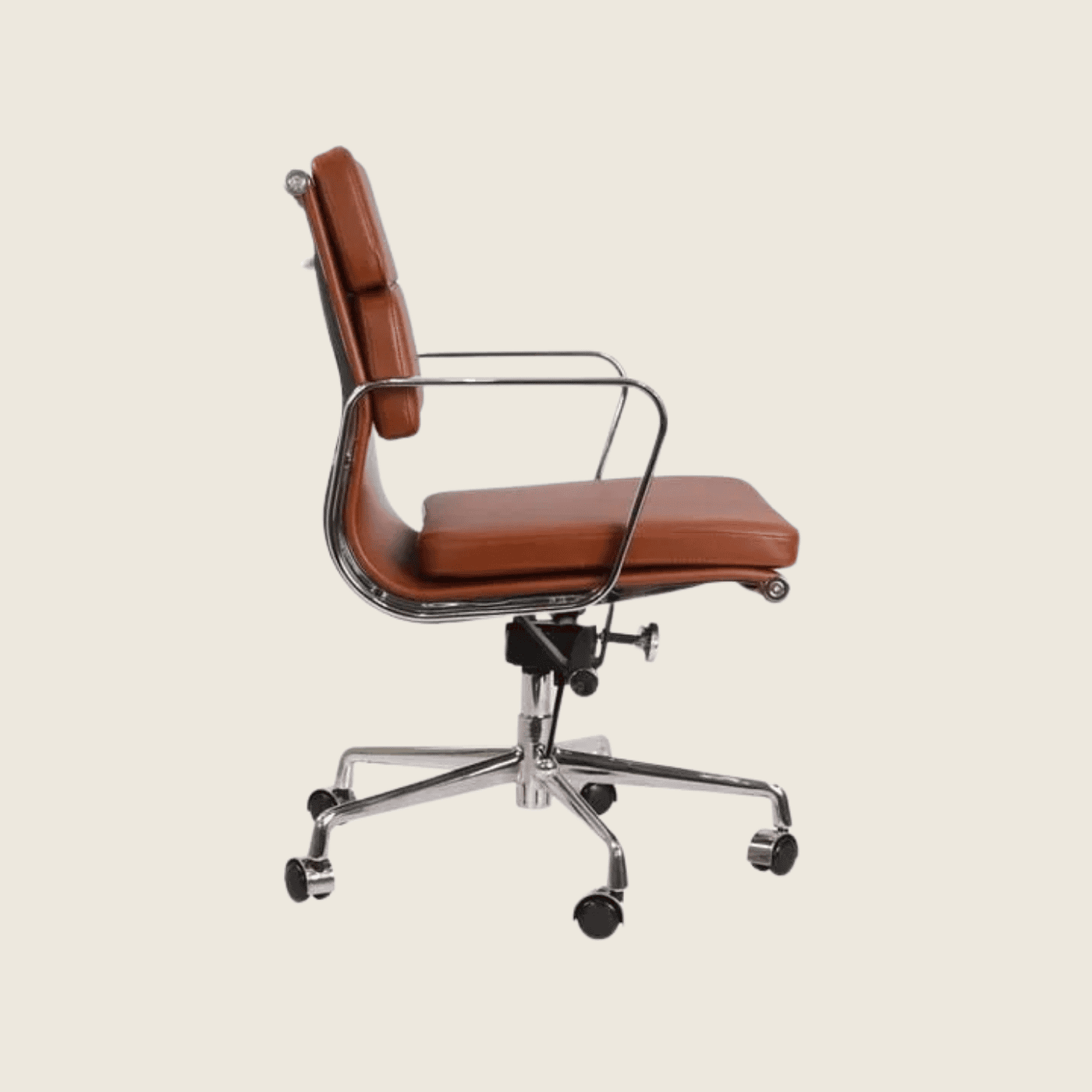 BROWN — EA217 Soft Pad Leather Office Chair, rear three-quarter view