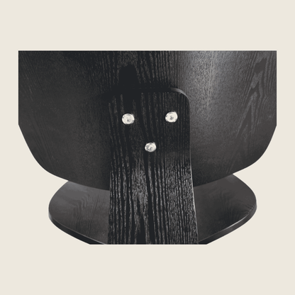 Eames Style LCW Plywood Blackwood Chair, close-up detail of the upholstery and frame