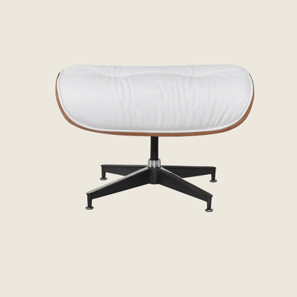 Eames Inspired Rose Wood Lounge Chair & Ottoman – White