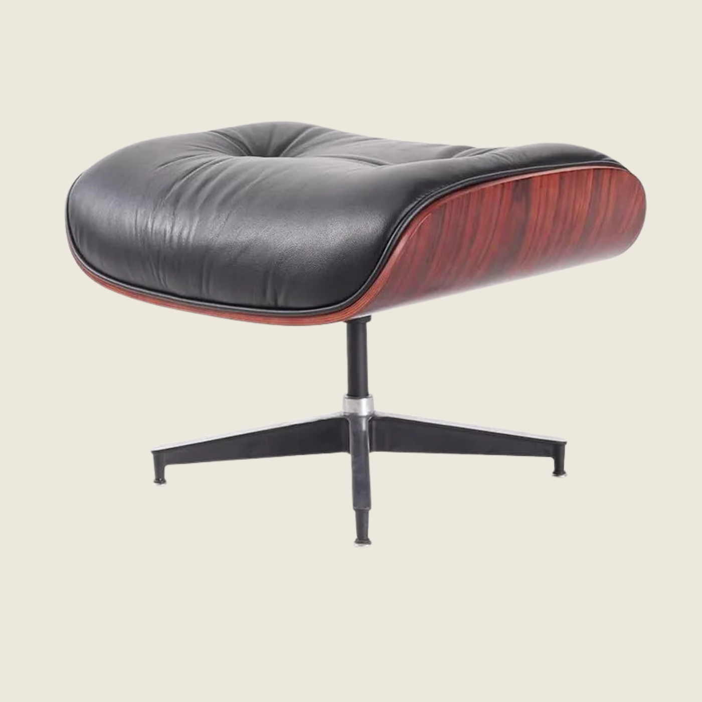 Mid-Century Eames Dark Rosewood Lounge Chair & Ottoman – Black