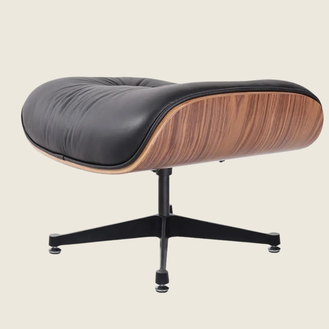 Charles Eames Style Walnut Lounge Chair & Ottoman – Black