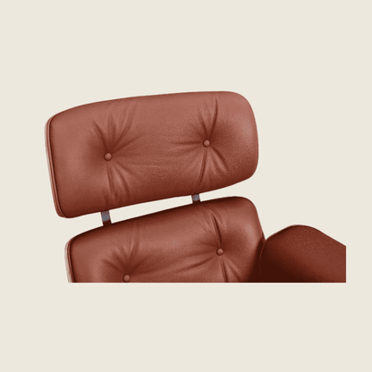 TAN BROWN / Black — Rosewood Lounge Chair & Ottoman, rear three-quarter view