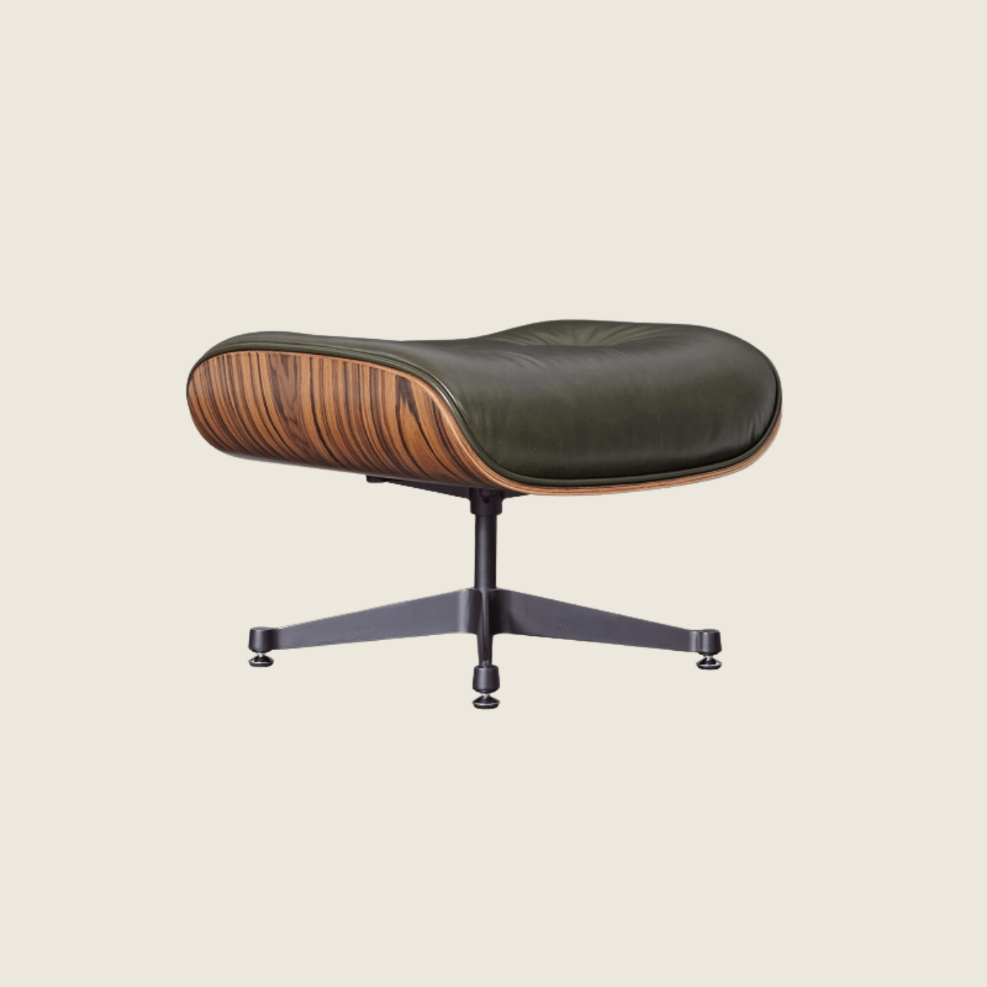 Retro Lounge Chair & Ottoman Rose Wood-Waxy Green Polished, rear three-quarter view