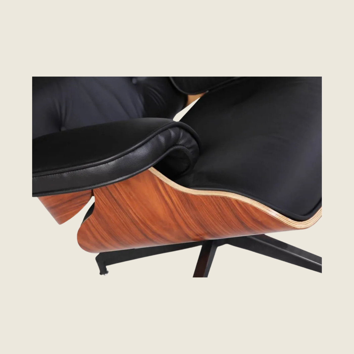 Classic Eames Natural Wood Lounge Chair & Ottoman – Black
