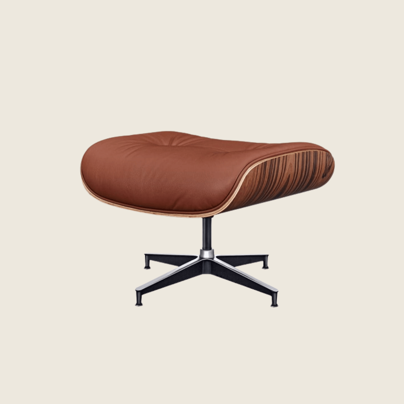 TAN BROWN / Black — Rosewood Lounge Chair & Ottoman, additional angle