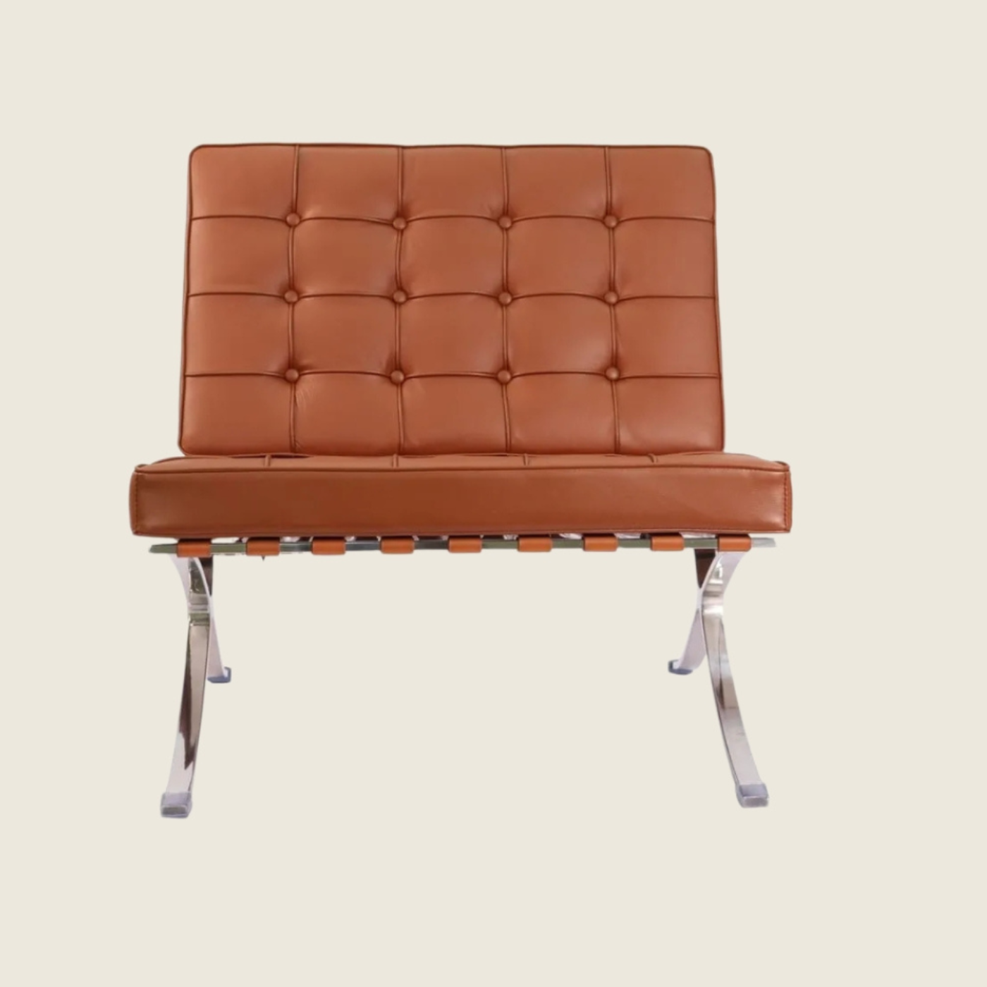 Tan Brown — Barcelona Pavilion Style Lounge Chair, front three-quarter view