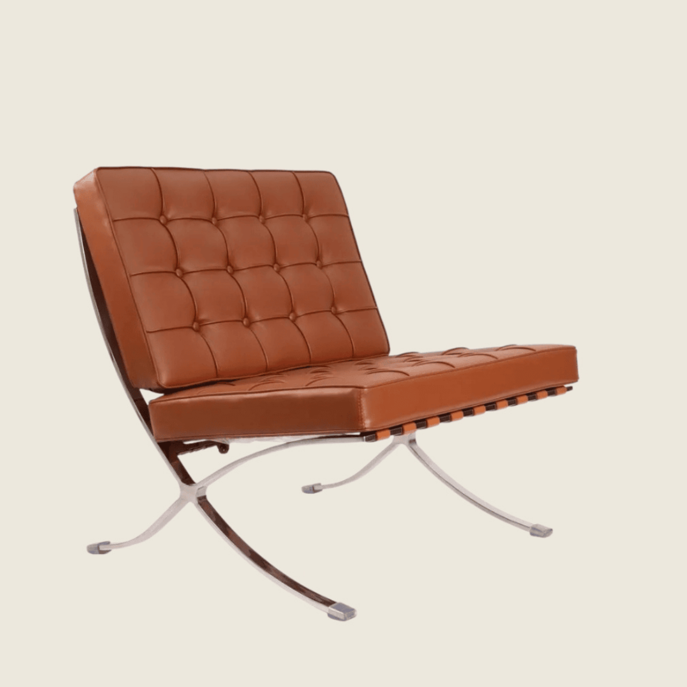 Tan Brown — Barcelona Pavilion Style Lounge Chair, side profile view
