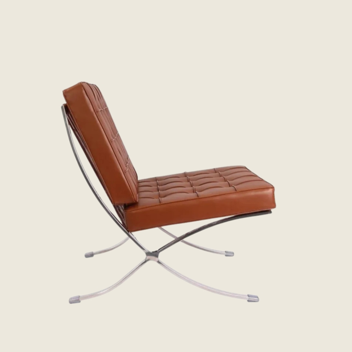 Tan Brown — Barcelona Pavilion Style Lounge Chair, rear three-quarter view