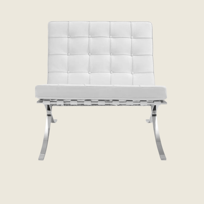 White — Barcelona Chair & Ottoman, three-quarter angled view of the chair