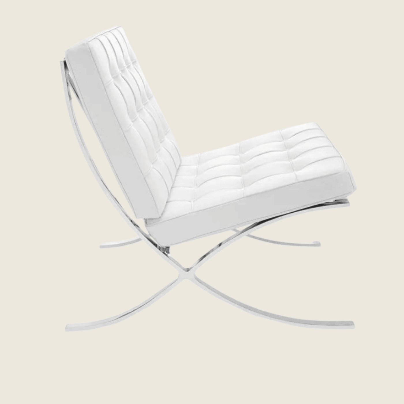White — Barcelona Chair & Ottoman, three-quarter angled view of the ottoman