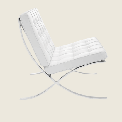 White — Barcelona Chair & Ottoman, three-quarter angled view of the ottoman