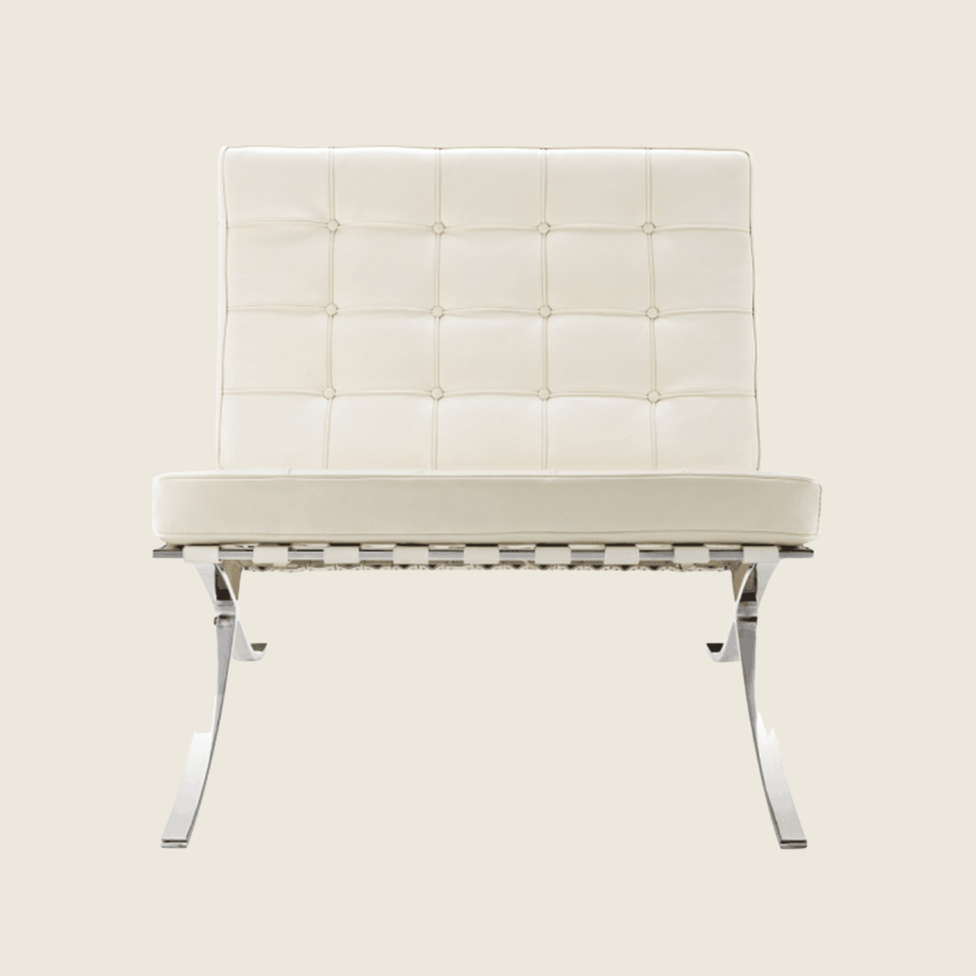 CREAM — Barcelona Pavilion Style Lounge Chair, front three-quarter view
