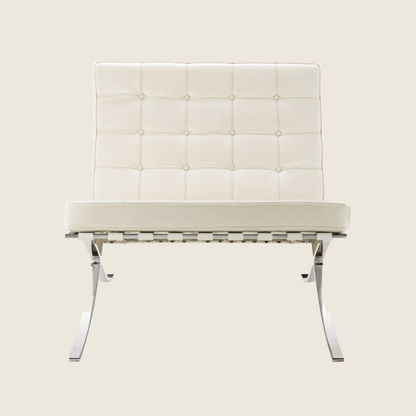 CREAM — Barcelona Pavilion Style Lounge Chair, front three-quarter view
